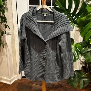 Eddie Bauer Charcoal Cable Knit Cardigan